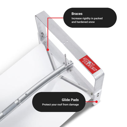 PolarMade SnowPeeler PREMIUM - Long Handle Roof Rake with a 30 ft. (9 m.) reach, a Curved Handle Adapter and a 10 ft. (3 m.) Snow Slide.